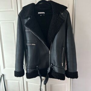 Steve Madden Black Sherpa Leather Jacket